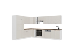 Cozinha Em Ângulo Fame-line, 347x257cm, Pt Carvalho, Cinzabege/branco, Branco, Vicco