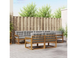 Vidaxl Conjunto De Sofás Para Exterior 7 Pcs Natural E Cinzento-claro