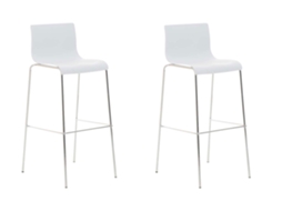 Conjunto De 2 Bancos De Bar Hover Com Estrutura De 4 Pernas Em Plástico Branco/cromo Clp