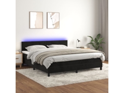 Vidaxl Cama Box Spring C/ Colchão/led 180x200 Cm Veludo Preto