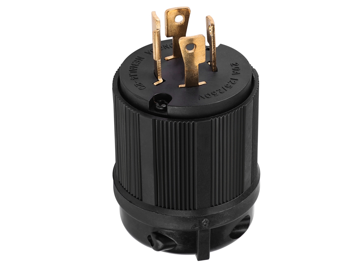 Plugue Macho com Trava de Rotação NEMA L14-20P 4 Terminais 125V/250V 20A para Gerador YURU