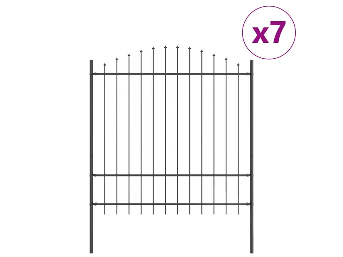Conjunto 7 Barreira De Jardim Vidaxl Cinzento Aço Revestido A Pó (170 X 215 Cm)
