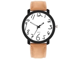Reloj De Pulsera Hombre Casual De Moda Dial Redondo Correa Ajustable Cuarzo (café Claro Blanco)
