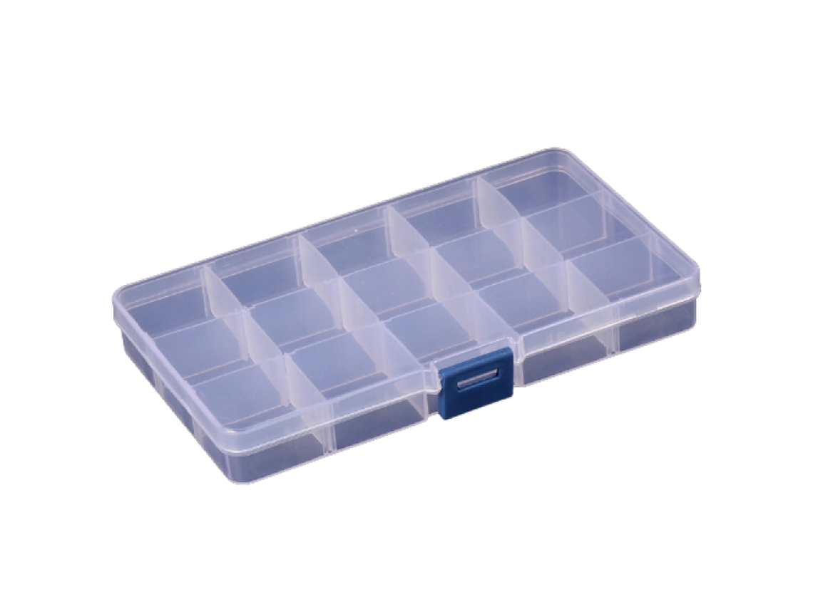 Caixa De Jóias Divisórias Ajustáveis 17,5 X 10 X 2,5 Cm Plástico Branco Transparente