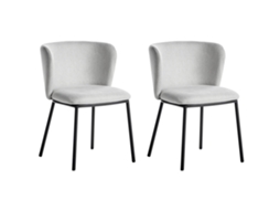 Conjunto De 2 Cadeiras De Refeição Sem Braços Beliani Mina De Tecido Cinzento Claro 48x52x75