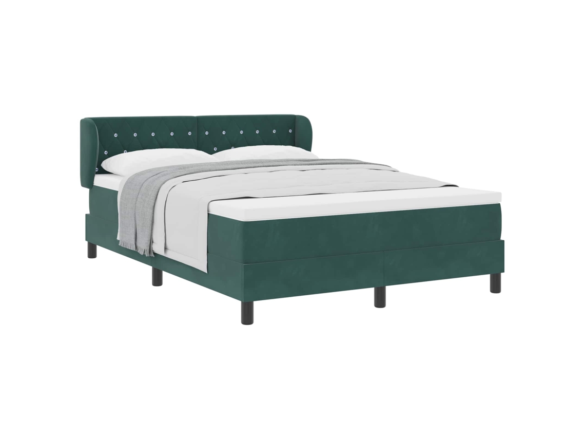 Cama Box com Colchão Verde escuro 140 X 200 Cm Veludo MAISON EXCLUSIVE