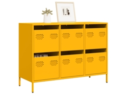 Vidaxl Aparador 101,5x39x73,5 Cm Aço Laminado A Frio Amarelo Mostarda