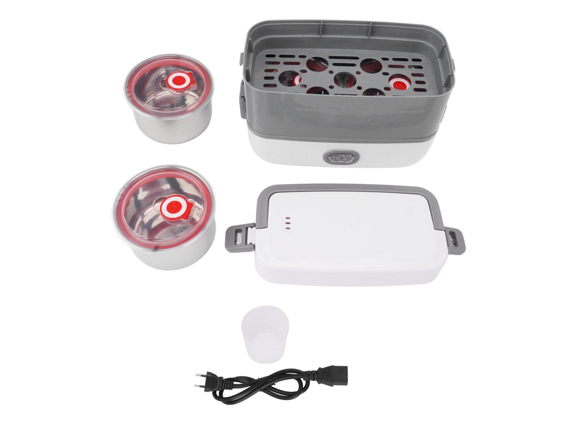 Caixa de almoço elétrica multifuncional, duas camadas, inox, portátil, com plugue EU S/MARCA