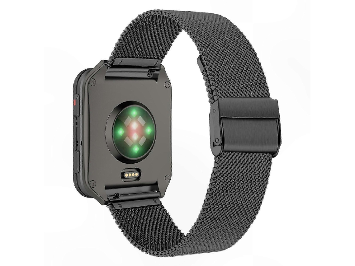 Pulseira Milanesa Preta Em Aço Inoxidável Com Fivela Para Dispositivos Compatíveis Com Smartwatches Gps.