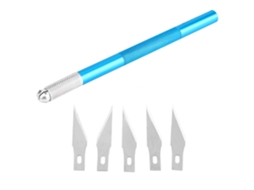 Yuru ferramenta de Corte para Caneta e Madeira com 5 Lâminas de Reposição Azul Ideal para Artesanato e Escultura em Papel