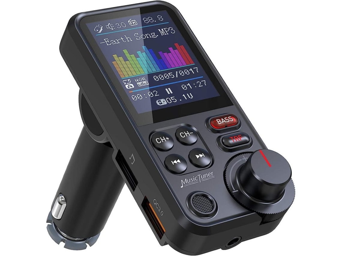 Transmissor Bluetooth Para Carro Linjou Com Tela Colorida De 1.8 Polegadas, Chamadas Hands-free E Carregamento Qc3.0