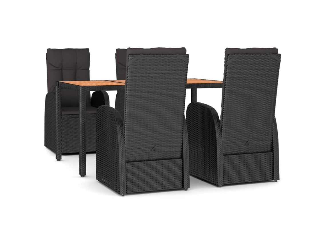 Garden Dining Set, Garden Dining Sets Vidaxl Preto Rattan / Vime (mesa Com 150 Cm De Comprimento)