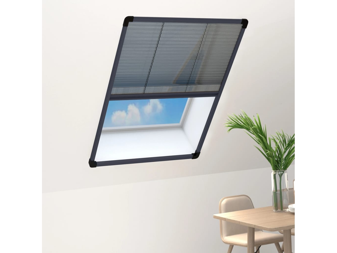 Vidaxl Tela Anti-insetos Plissada Janelas 80x120cm Alumínio Antracite
