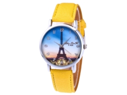 Relógio de Pulso Feminino Casual Zhoulianfa de Quartzo com Dial Redondo Amarelo