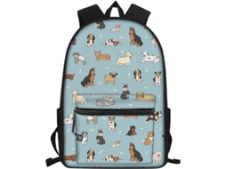 Mochila Escolar Para Crianças Com Estampa De Cachorros Fofos, Com Porta Garrafa, Azul, Unissex