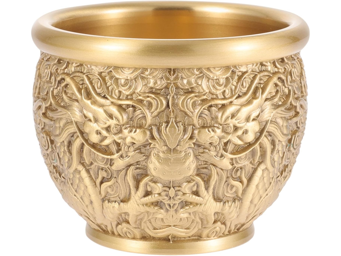 Tigela Riqueza Latão Banhado Estilo Chinês Bacia Decorativa Escritório Pequena Oferendas Ornamento Elegante GOKOCO