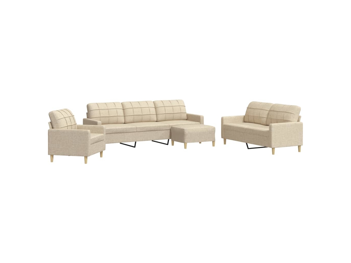 Sofa Set, Sofa Sets Vidaxl Creme Tecido (n/a)
