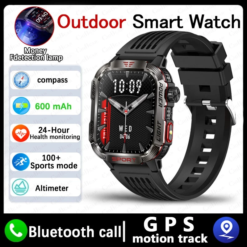 Relógio Inteligente Esportivo Com Gps, Luz Led E Chamadas Bluetooth (silicone Preto).