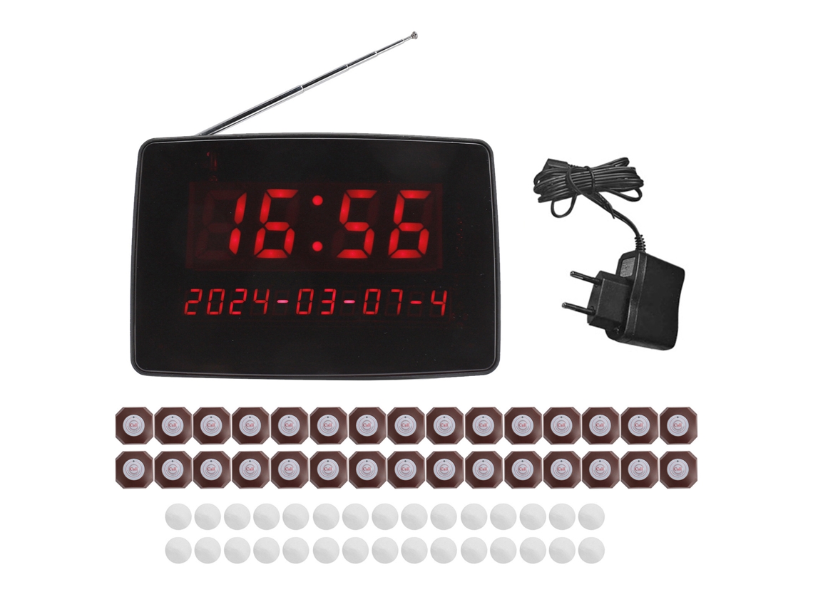 Sistema de Chamada Sem Fio 30 Botões 1 Receptor 400 Chamadas para Restaurante Hotel 433.92mhz Plugue Eu