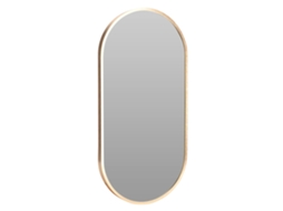 Espelho Oval Wellhome 30x60cm Com Moldura De Madeira E Acabamento Dourado