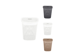 Cesto De Ropa 60l Transpirable De Plástico Con Asas - Pongotodo Con Tapa 43,5 X 57 X 35 Cm Blanco 60 Litros