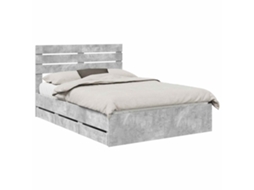Cama De Casal | Camas Para Quarto | Estrutura Da Cama Cinzento 160 X 200 Cm Madeira De Engenharia