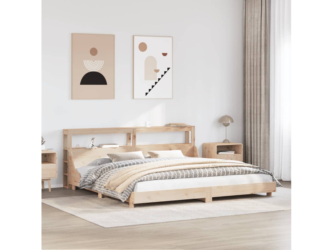 Cama Sem Colchão 180x200 Cm Madeira De Pinho Maciça