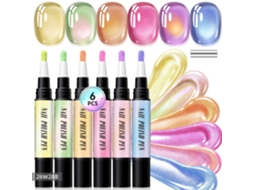 Lápis De Unha Com 6 Cores , Efeito Olho De Gato Iridescente 5d, Sem Lâmpada, À Base De Água E Secagem Rápida Combinação B Panoona