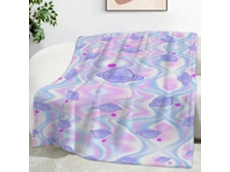 Manta com Linhas Onduladas Planetas Cósmicos 220x240 Cm Multifuncional Macia Confortável em Flanela Ideal para