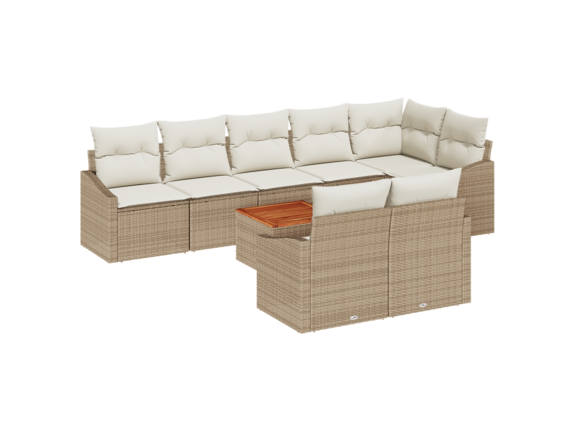 Conjunto 9 De Sofá De Jardim De Vidaxl Com Travesseiros Bege Rattan Acácia