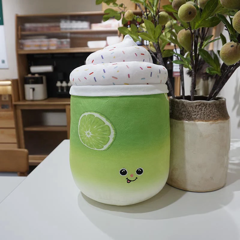 Almofada Decorativa Criativa para Sofá com Estampa de Chá de Leite e Frutas MDUG (verde 38cm)