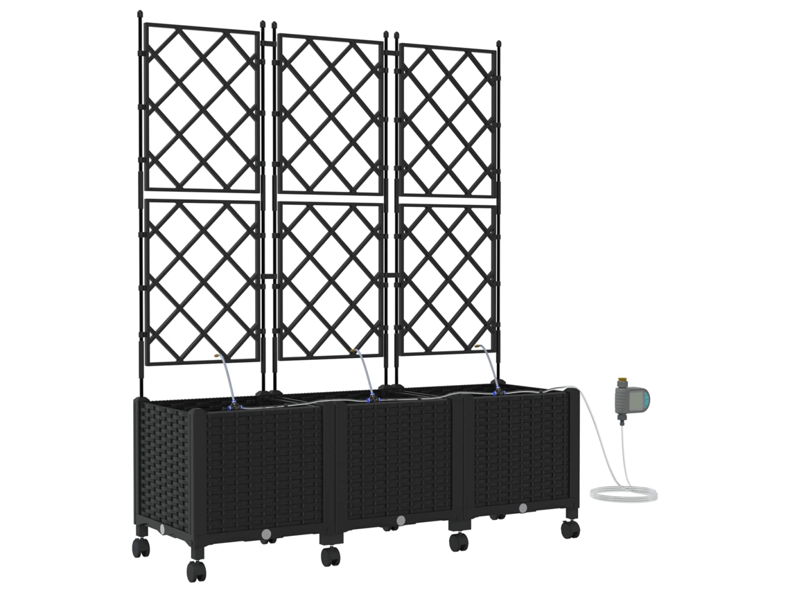 Conjunto 3 Vaso De Jardim Vidaxl Preto Polipropileno (120 X 40 X 148 Cm)