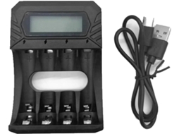 Carregador Portátil De 4 Compartimentos Para Pilhas Aa 1,5 V E 3 A