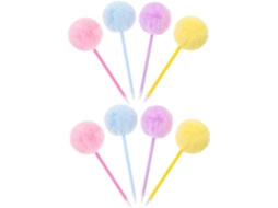 Conjunto De 8 Canetas Com Pompons Fofinhos E Canetas De Pelúcia Para