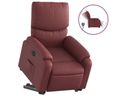 Poltrona reclin. elevatória elétrica VIDAXL couro artif vermelho-tinto