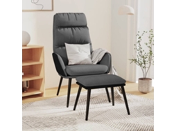 Vidaxl Cadeira De Descanso + Banco Tecido/couro Artificial Cinza-claro