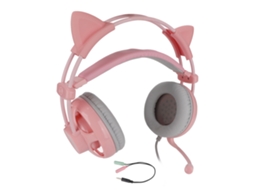Aetheria headset Gamer Fofo com Redução de Ruído e Som Surround 7.1 com Microfone para Ps5 Pc Cinza Rosa