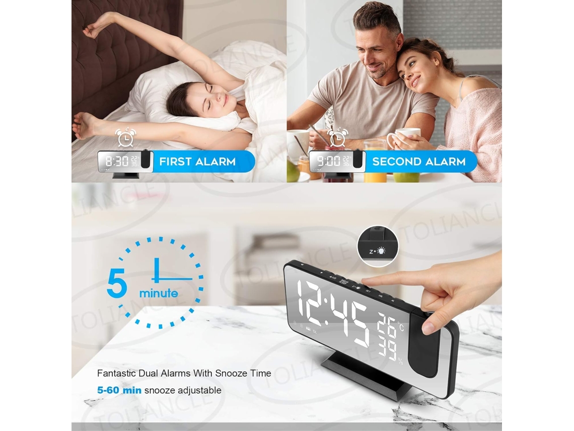 Despertador Digital Led com Projetor Giratório BRILVIBERA