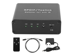 Comutador Spdif para Toslink 3x1 com Controle Remoto, 3 Entradas e 1 Saída, 100v 240v para Diferentes Aplicações e Usos CHABERLU