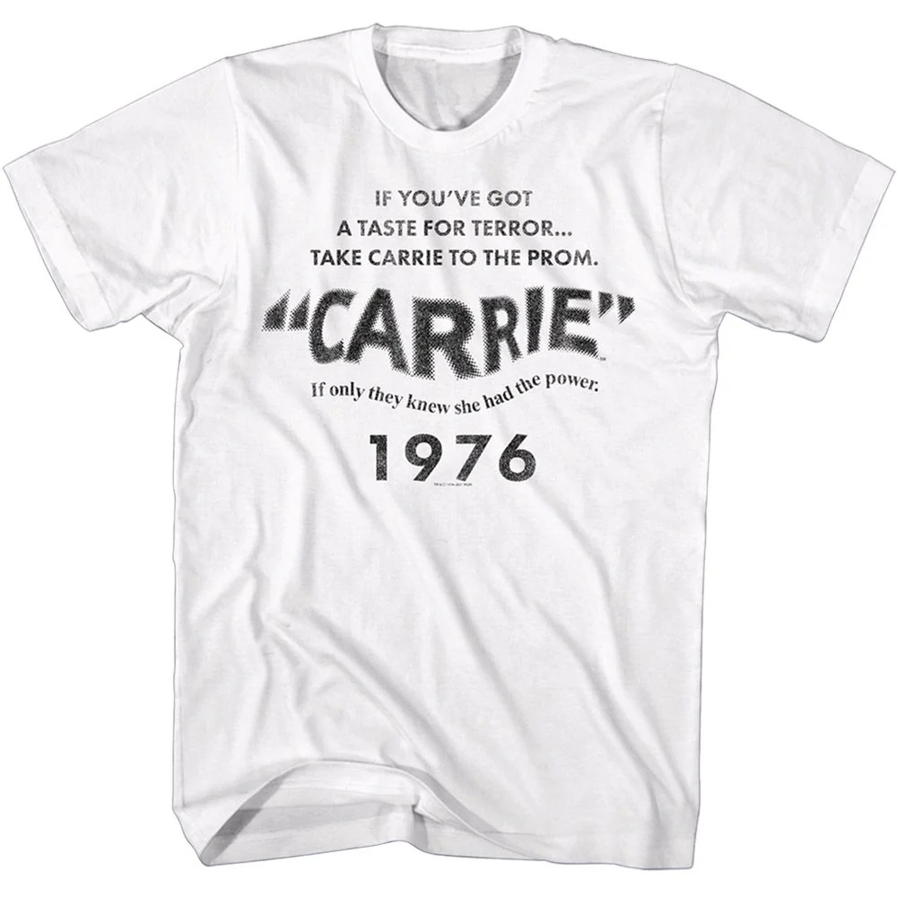 Unisex Adult T-shirt Rockinstone Carrie Movie Title Card White Sizexxl