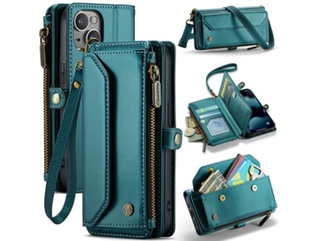 Capa Para Iphone 13 Mini Caseme Pele Sintética Verde