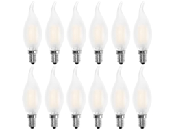 Lâmpada Incandescente Led E14, Em Formato De Luz, Branca Quente 2700k, 4w, Equivalente A 40w, 400lm, Pacote Com 12 Classe Energética A Brilvibera