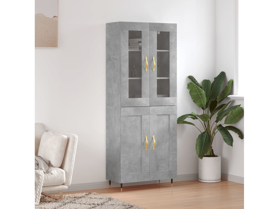 Vidaxl Armário Alto 69,5x34x180 Cm Derivados De Madeira Cinza Cimento