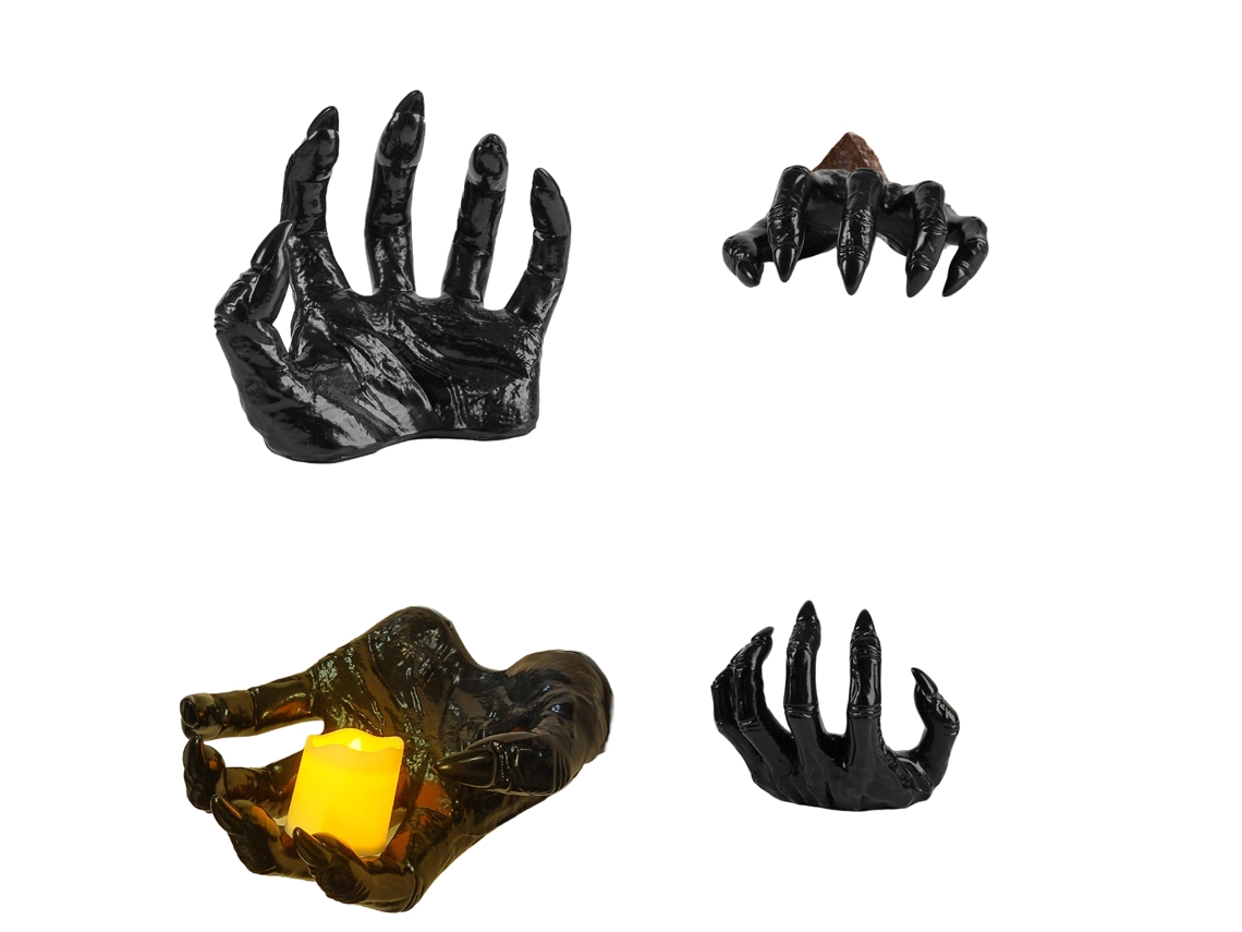 Decoração De Halloween Com Mão Assombrada De Terror E Vela, Laxiscreed, Personagem 3d Com Morcegos, Ideal Para Atrair Atenção