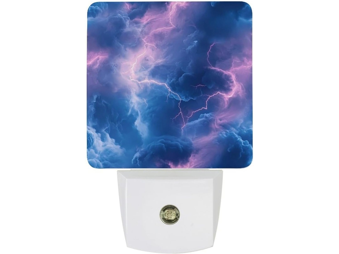 Luz Noturna Azul Antiembaçante Que Se Conecta À Parede Com Um Sensor Crepuscular