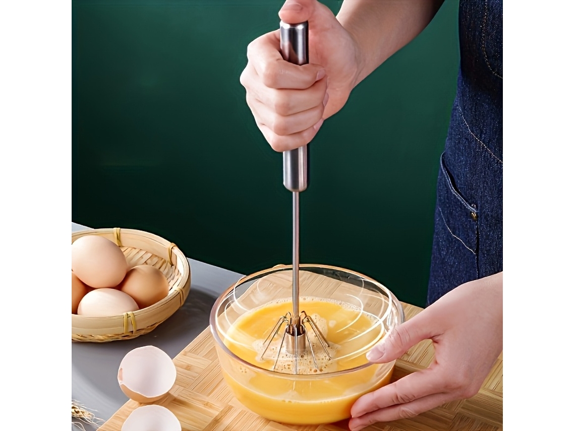 Batedor Manual De Aço Inoxidável(1 Unidade), Não Precisa De Pilha, Design Durável Em Metal Para Confeitaria, Cor Prata