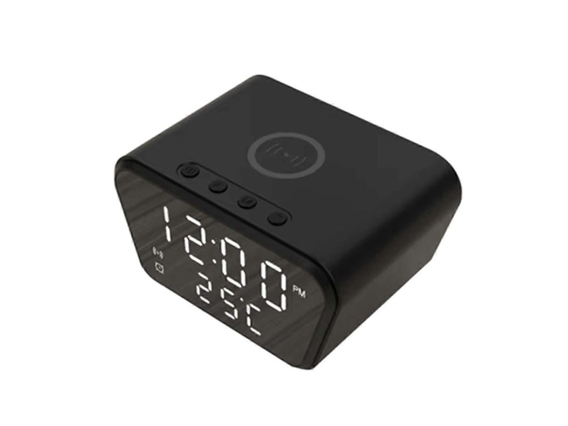 Despertador 15W com carregador sem fio inteligente e relógio digital LED preto GOKOCO