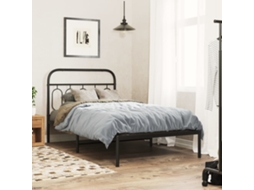 Vidaxl Estrutura De Cama Com Cabeceira 107x203 Cm Metal Preto