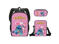 Mochila Escolar Stitch, Conjunto de 3 Peças, 40 Cm 1, Ideal para Crianças, Educativo, Durável STELASPLEN (16 Polegadas)