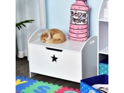 Baú Infantil Organizador De Brinquedos, Segurança Com Design Amplo, 62x40x46,5cm Na Cor Branca - Espaço Para Guardar Itens